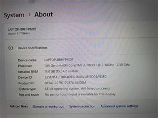 LENOVO LEGION 5 17ITH6H laptop i7-11800H 2.3GHz 16gb/512GB SSD RTX 3060